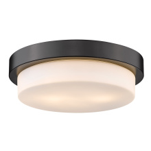 Golden 1270-13 BLK - Wry Lighting Morgon 2-light 13" Flush Mount in Matte Black and Opal Glass